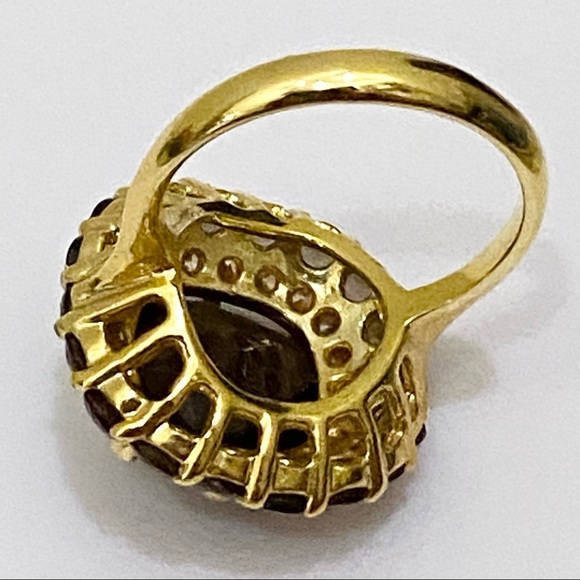 Vintage Smoky Topaz CZ Statement Ring Size 7 - Picture 16 of 16